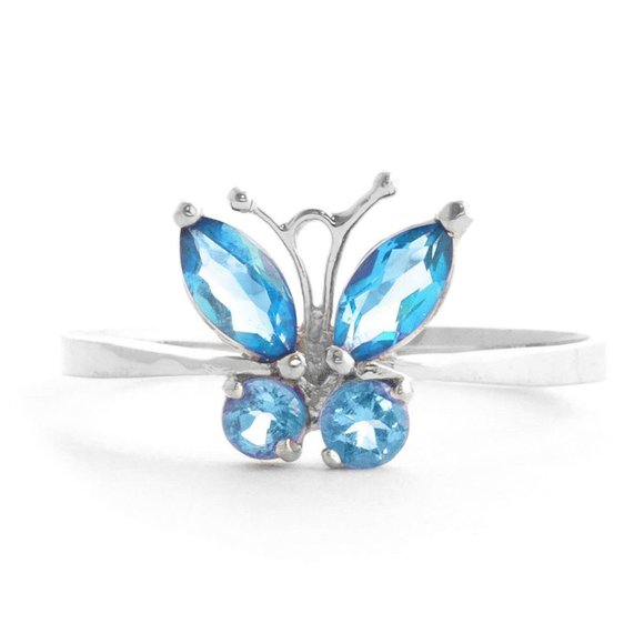 Galaxy Gold Products Jewelry - 14K. SOLID GOLD BUTTERFLY RING WITH  BLUE TOPAZ